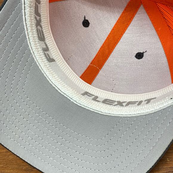 Toyota Adventure Outfitters Hexagon Patch Blaze Orange Mesh Flexfit Yupoong NWOT - Picture 7 of 8